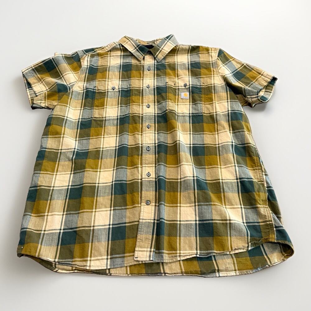 Carhartt Mens Rugged Flex Relaxed Lighweight Button Up Shirt Size XXL 106745 GI5